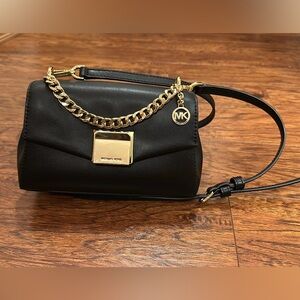 Michael Kors Black Mini Crossbody Bag with Gold Accents